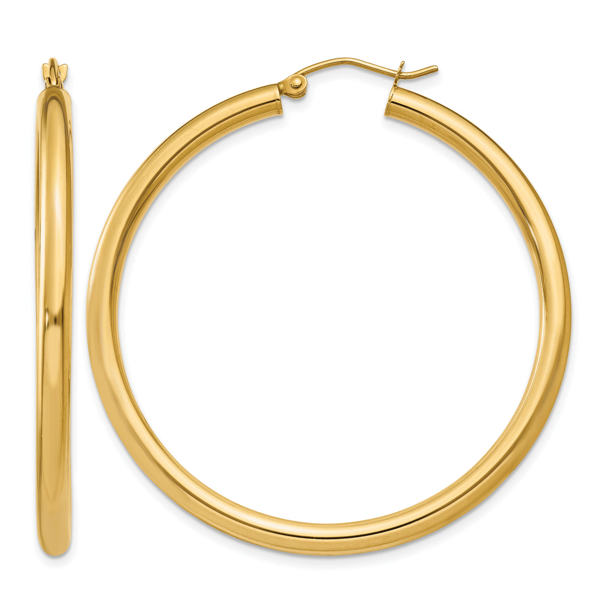 14K Yellow Gold 45mm x 3mm Classic Round Hoop Earrings
