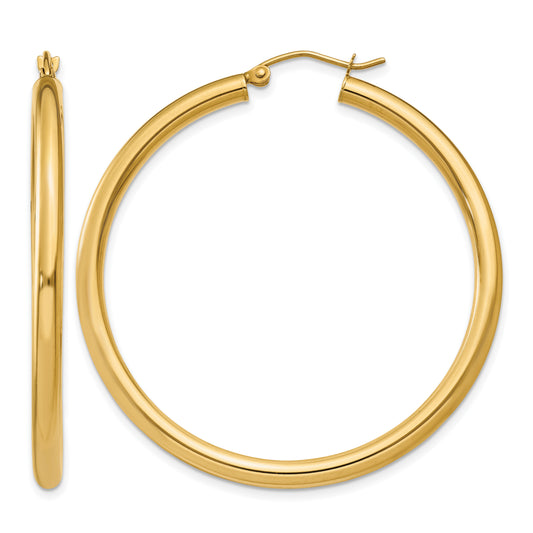 14K Yellow Gold 45mm x 3mm Classic Round Hoop Earrings