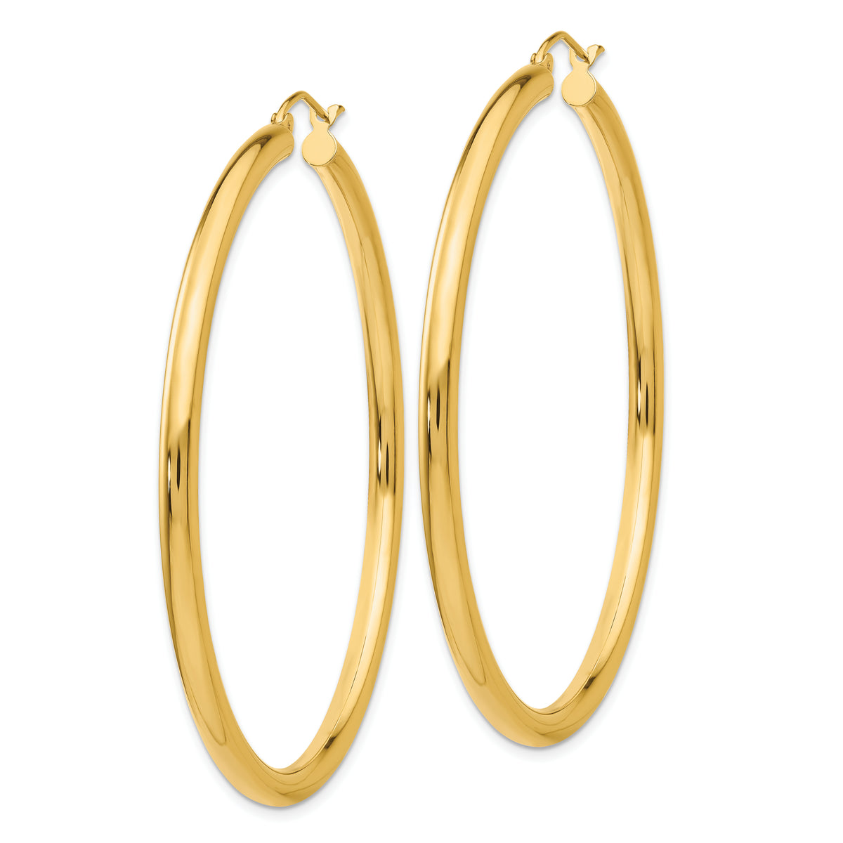 14K Yellow Gold 55mm x 3mm Classic Round Hoop Earrings