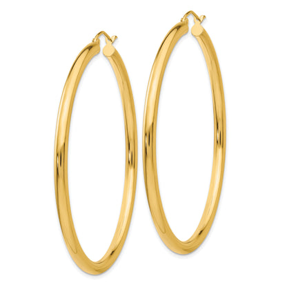 14K Yellow Gold 55mm x 3mm Classic Round Hoop Earrings