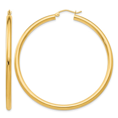 14K Yellow Gold 55mm x 3mm Classic Round Hoop Earrings