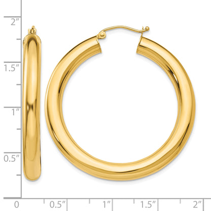 14K Yellow Gold 40mm x 5mm Classic Round Hoop Earrings