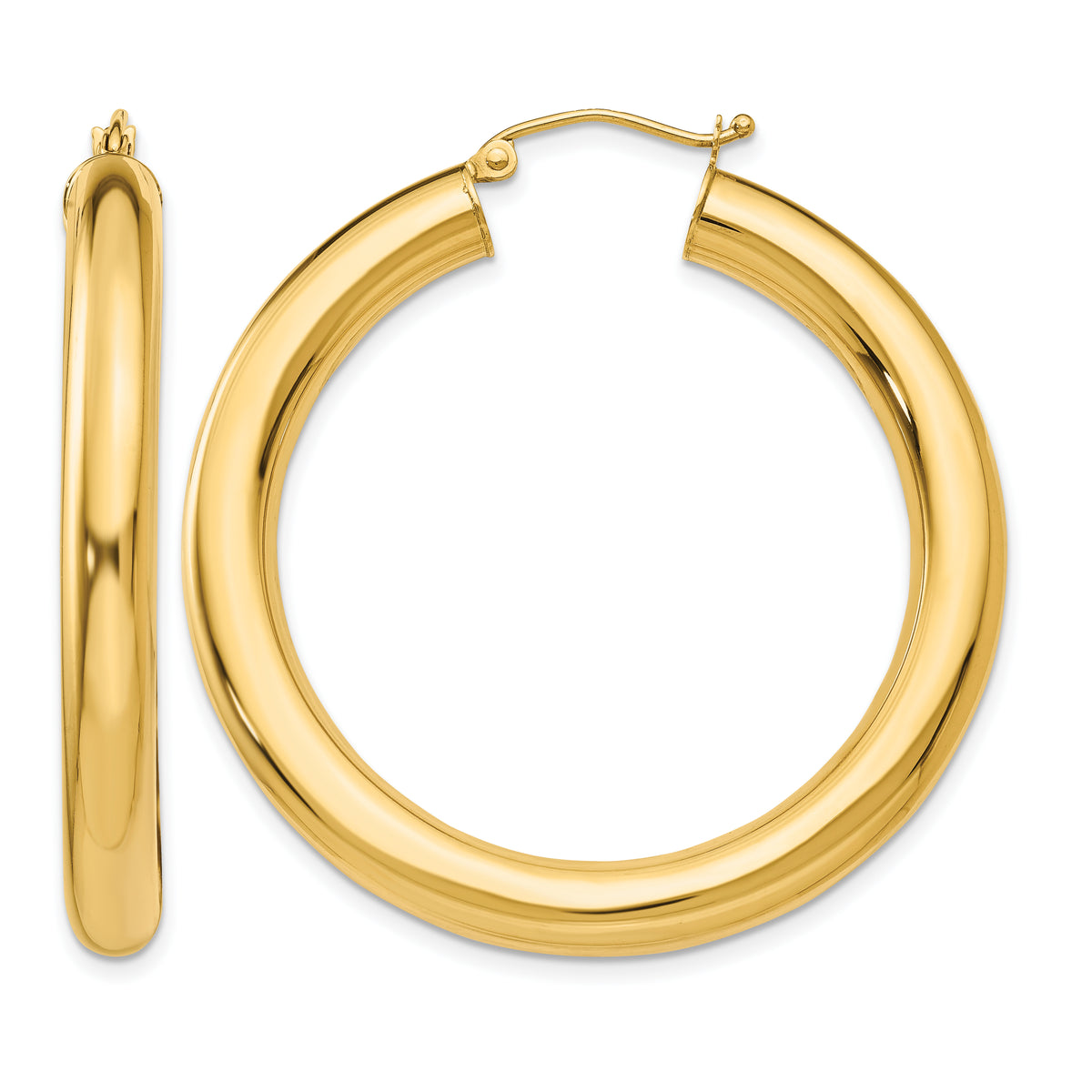 14K Yellow Gold 40mm x 5mm Classic Round Hoop Earrings