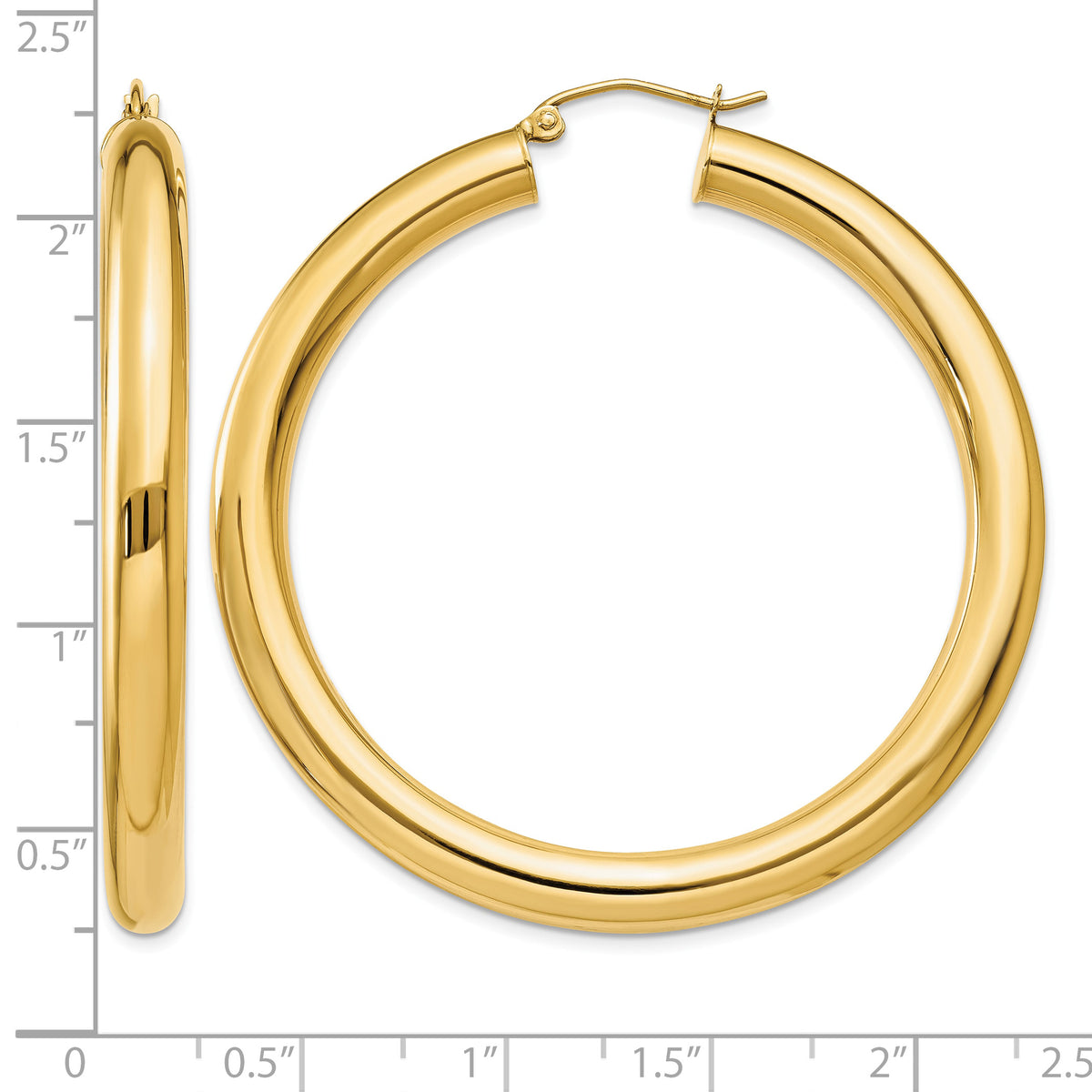 14K Yellow Gold 50mm x 5mm Classic Round Hoop Earrings