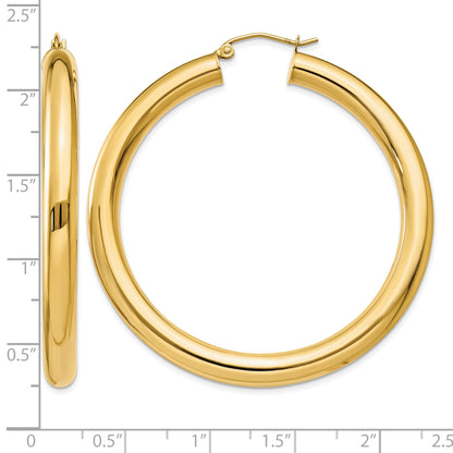 14K Yellow Gold 50mm x 5mm Classic Round Hoop Earrings