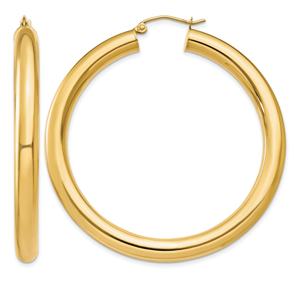 14K Yellow Gold 50mm x 5mm Lightweight Classic Round Hoop Earrings