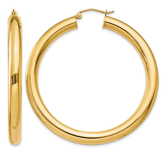 14K Yellow Gold 50mm x 5mm Classic Round Hoop Earrings
