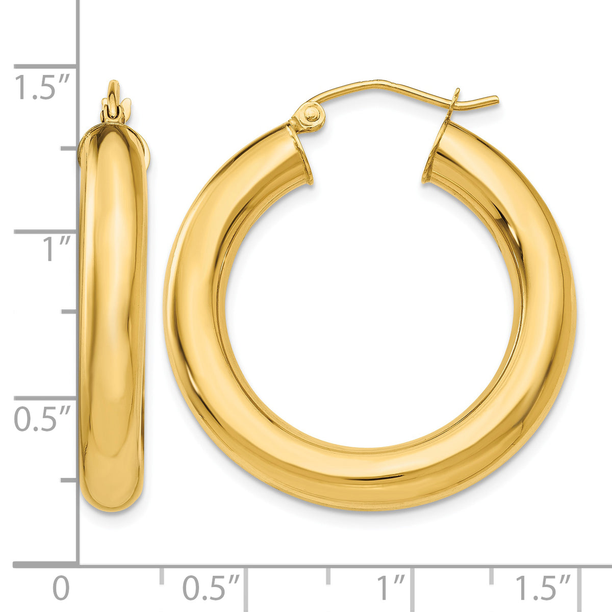 14K Yellow Gold 30mm x 5mm Classic Round Hoop Earrings