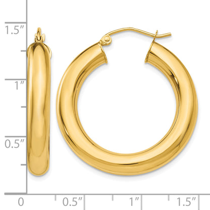 14K Yellow Gold 30mm x 5mm Classic Round Hoop Earrings