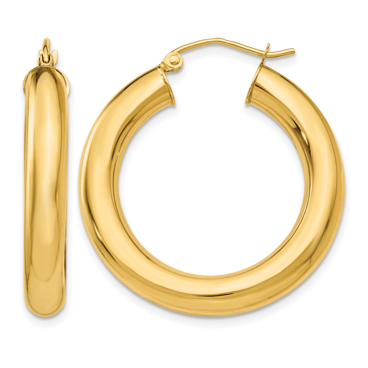 14K Yellow Gold 30mm x 5mm Classic Round Hoop Earrings