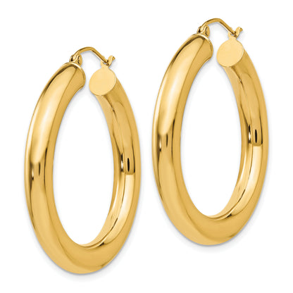 14K Yellow Gold 35mm x 5mm Classic Round Hoop Earrings