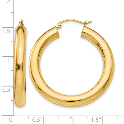 14K Yellow Gold 35mm x 5mm Classic Round Hoop Earrings