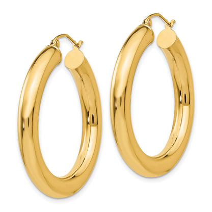 14K Yellow Gold 35mm x 5mm Lightweight Classic Round Hoop Earrings