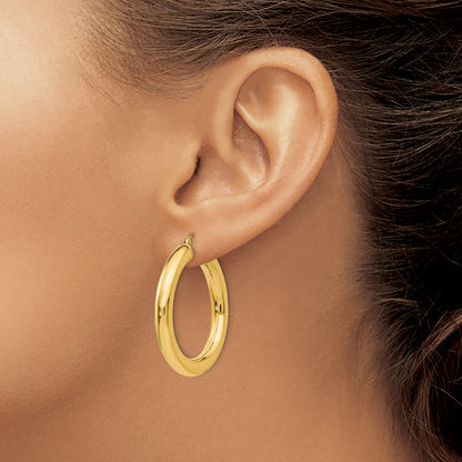 14K Yellow Gold 35mm x 5mm Lightweight Classic Round Hoop Earrings