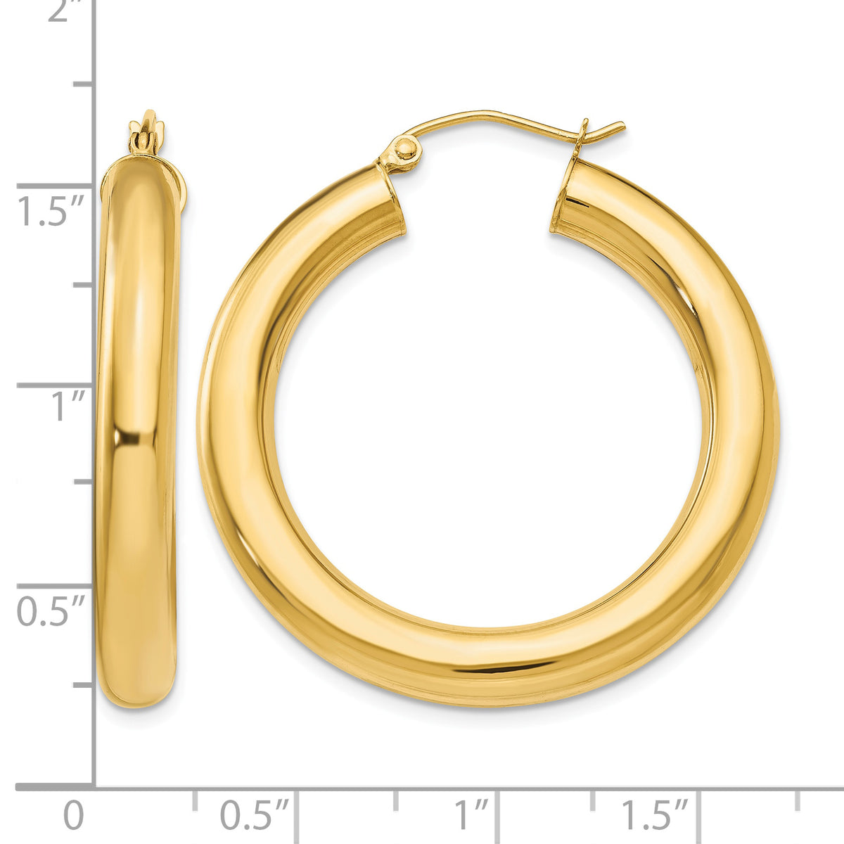 14K Yellow Gold 35mm x 5mm Lightweight Classic Round Hoop Earrings