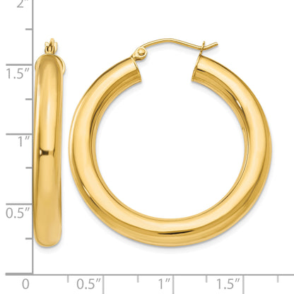 14K Yellow Gold 35mm x 5mm Lightweight Classic Round Hoop Earrings