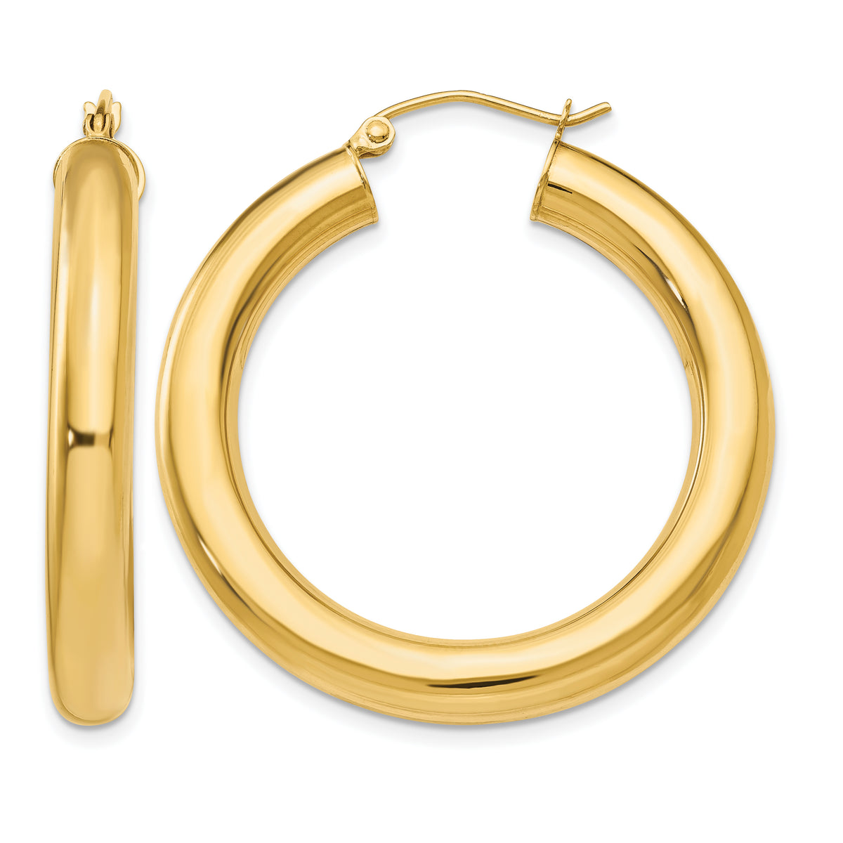 14K Yellow Gold 35mm x 5mm Lightweight Classic Round Hoop Earrings