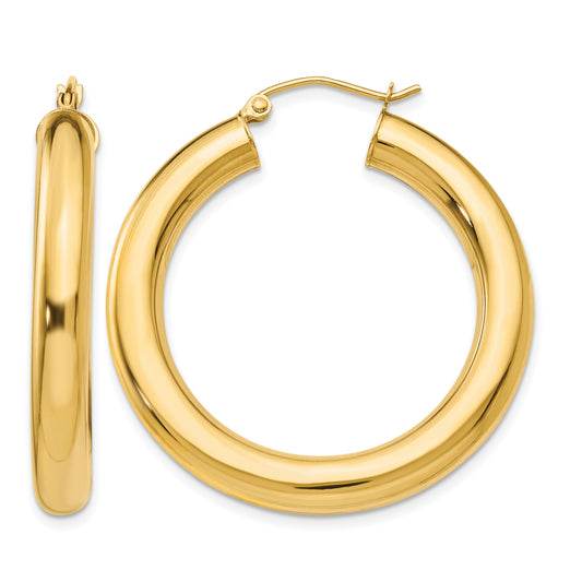 14K Yellow Gold 35mm x 5mm Classic Round Hoop Earrings
