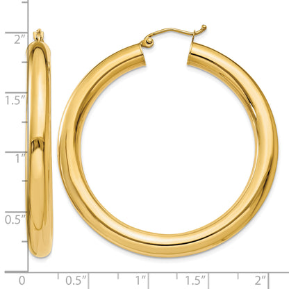 14K Yellow Gold 45mm x 5mm Classic Round Hoop Earrings