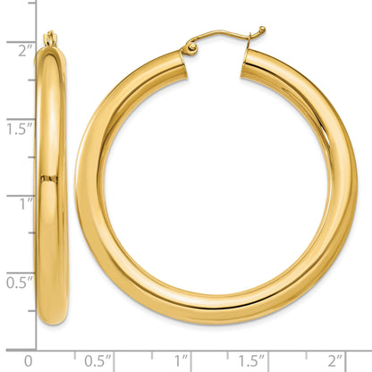 14K Yellow Gold 45mm x 5mm Lightweight Classic Round Hoop Earrings