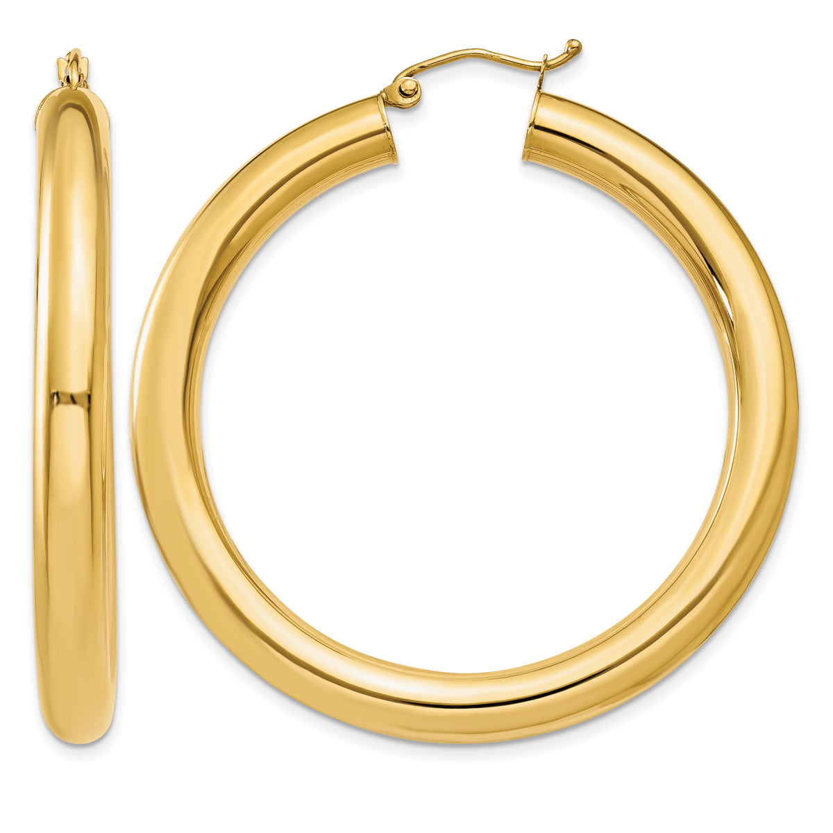 14K Yellow Gold 45mm x 5mm Lightweight Classic Round Hoop Earrings