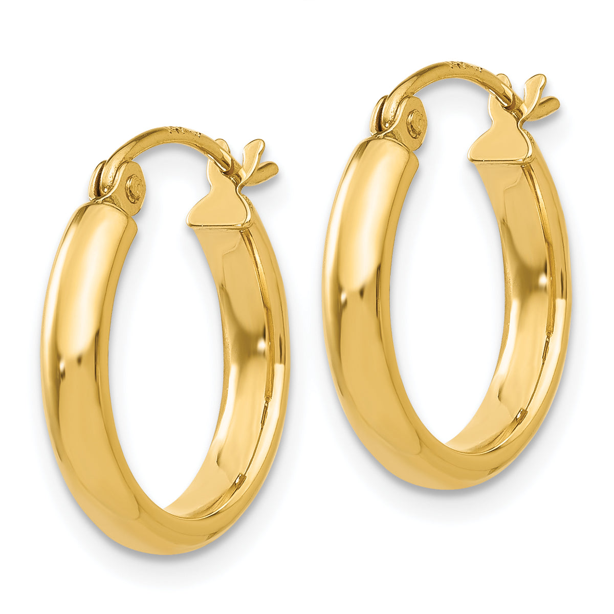 14K Yellow Gold 15mm x 2.75mm Classic Round Hoop Earrings
