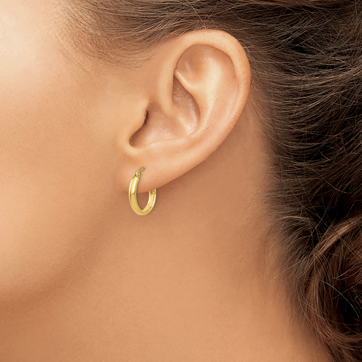 14K Yellow Gold 15mm x 2.75mm Classic Round Hoop Earrings