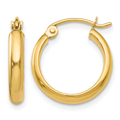 14K Yellow Gold 15mm x 2.75mm Classic Round Hoop Earrings
