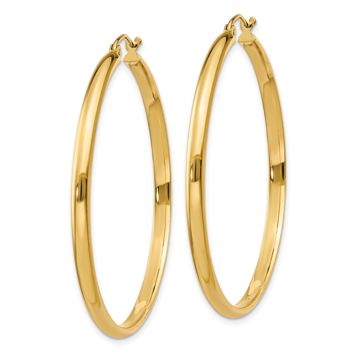 14K Yellow Gold 42mm x 2.75mm Classic Round Hoop Earrings