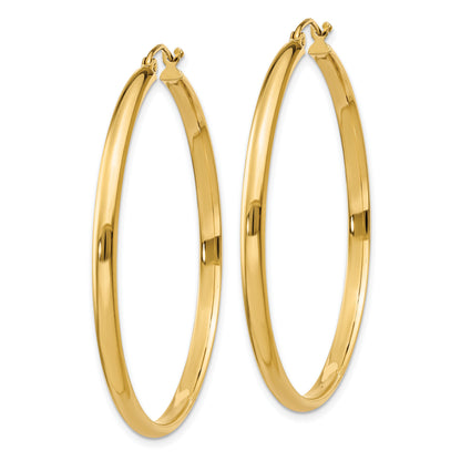 14K Yellow Gold 42mm x 2.75mm Classic Round Hoop Earrings