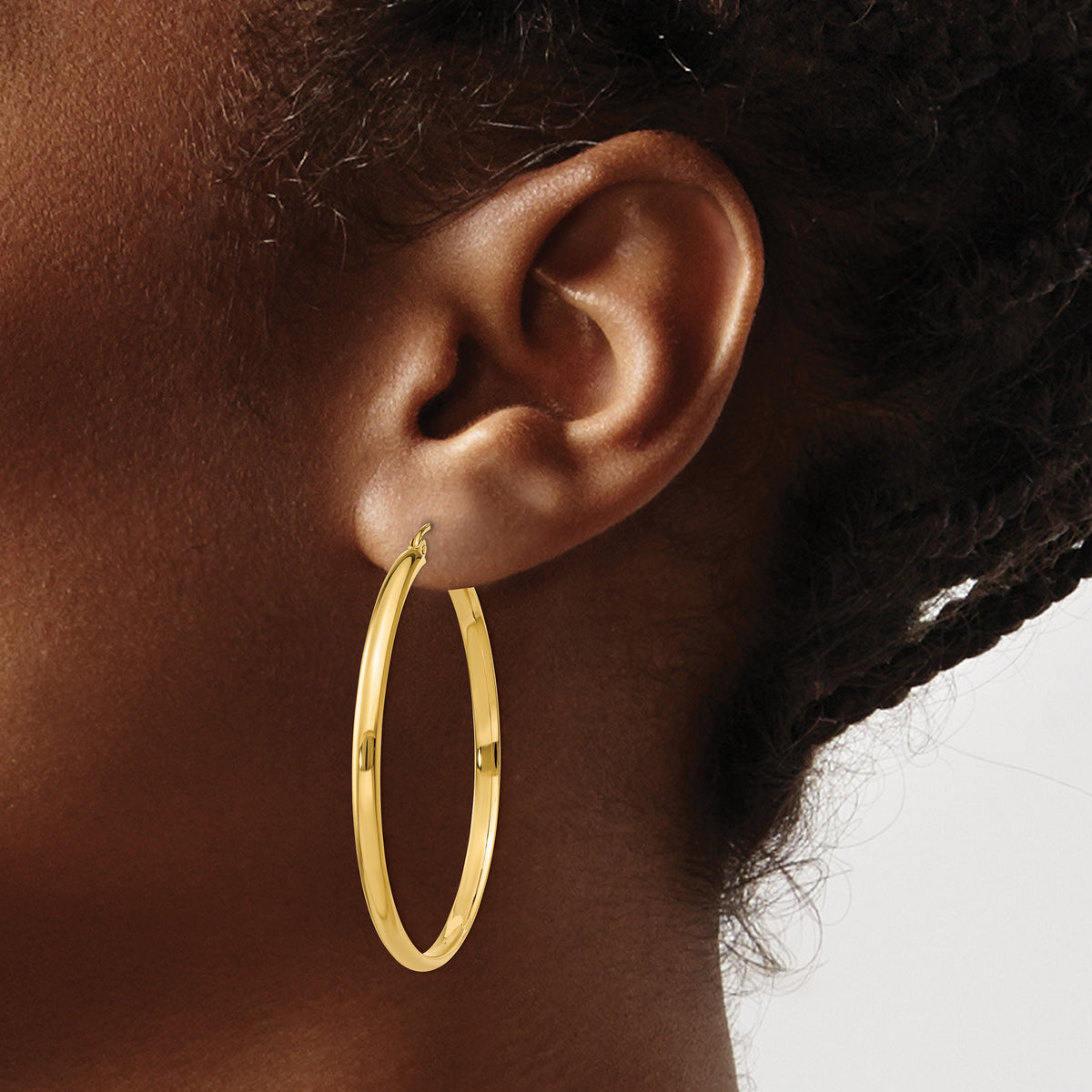 14K Yellow Gold 42mm x 2.75mm Classic Round Hoop Earrings