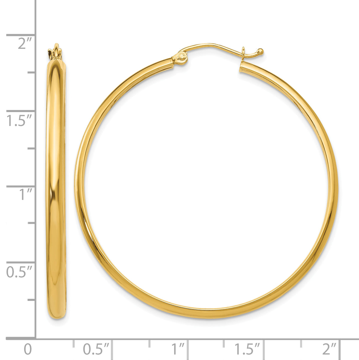 14K Yellow Gold 42mm x 2.75mm Classic Round Hoop Earrings