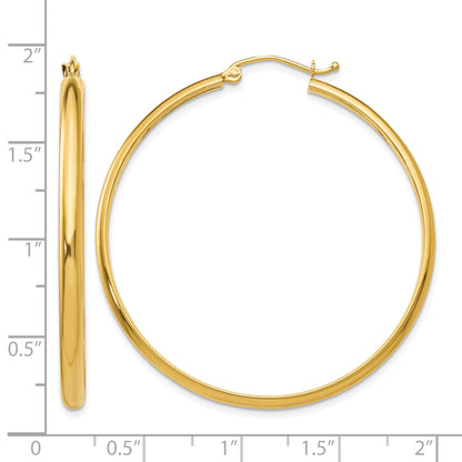 14K Yellow Gold 42mm x 2.75mm Classic Round Hoop Earrings