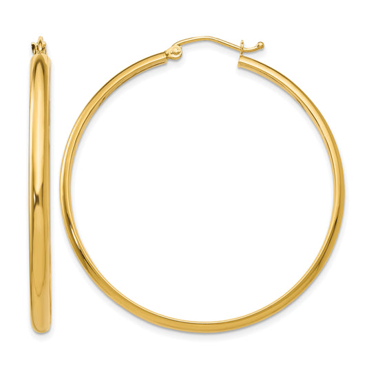 14K Yellow Gold 42mm x 2.75mm Classic Round Hoop Earrings