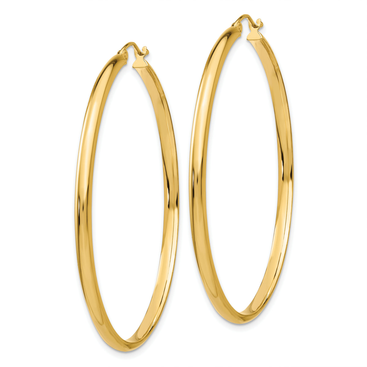 14K Yellow Gold 50mm x 2.75mm Classic Round Hoop Earrings