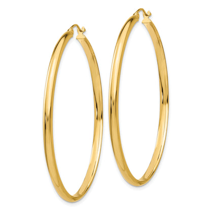 14K Yellow Gold 50mm x 2.75mm Classic Round Hoop Earrings