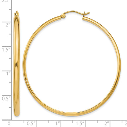 14K Yellow Gold 50mm x 2.75mm Classic Round Hoop Earrings