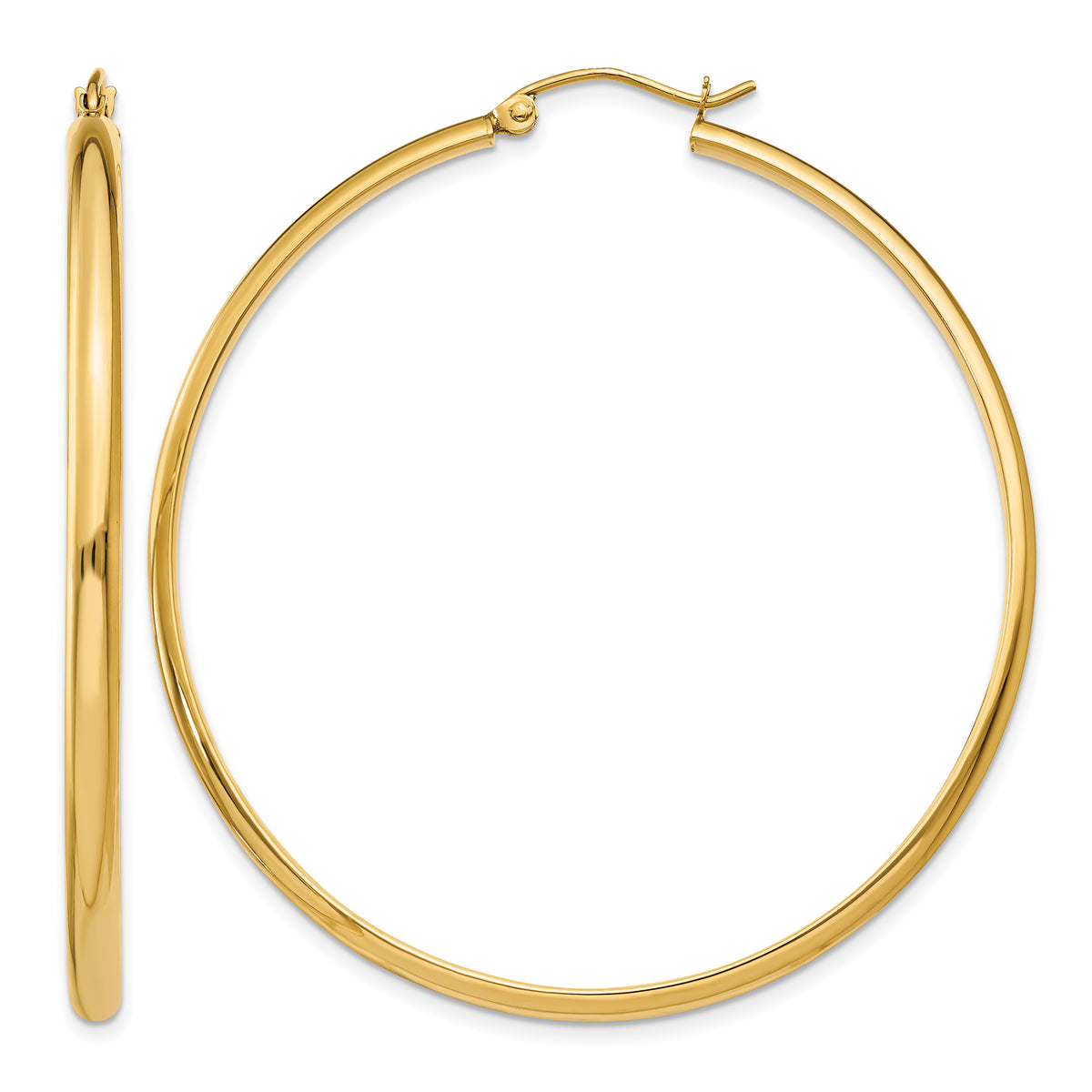 14K Yellow Gold 50mm x 2.75mm Classic Round Hoop Earrings
