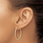 이미지를 갤러리 뷰어에 로드 , 14k Yellow Gold and Rhodium Diamond Cut Round Hoop Earrings 30mm x 2mm
