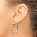 Załaduj obraz do przeglądarki galerii, 14k Yellow Gold and Rhodium Diamond Cut Round Hoop Earrings 35mm x 2mm
