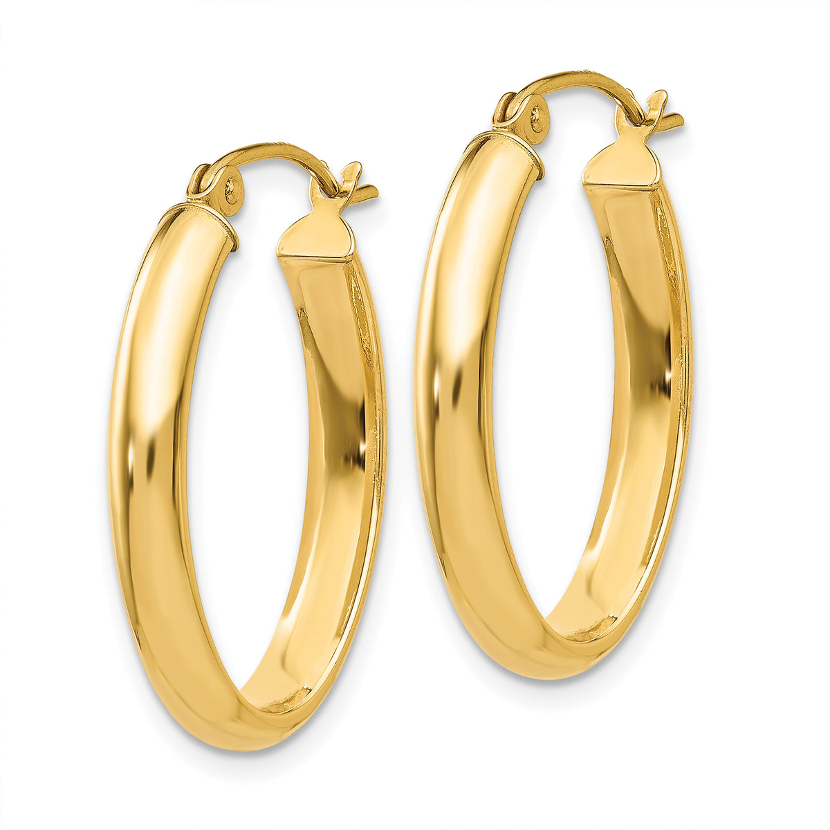 14K Yellow Gold 25mm x 15mm x 3.5mm Classic Oval Hoop Earrings