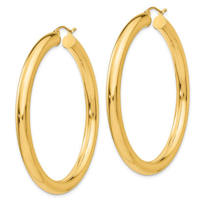 14K Yellow Gold 55mm x 5mm Classic Round Hoop Earrings