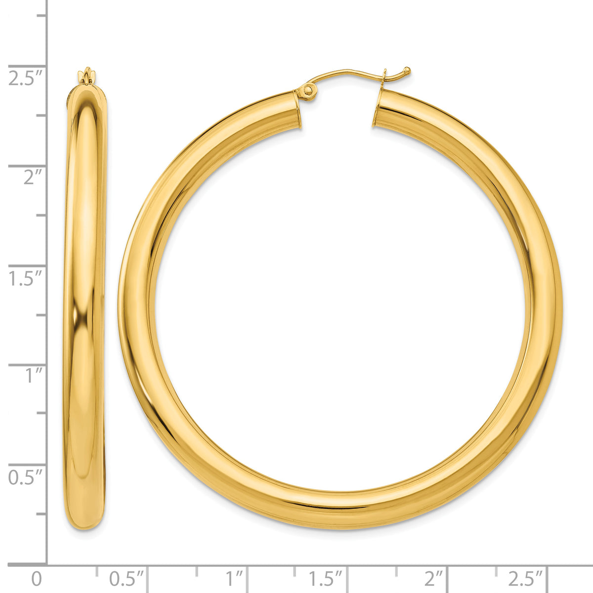 14K Yellow Gold 55mm x 5mm Classic Round Hoop Earrings