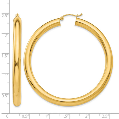 14K Yellow Gold 55mm x 5mm Classic Round Hoop Earrings