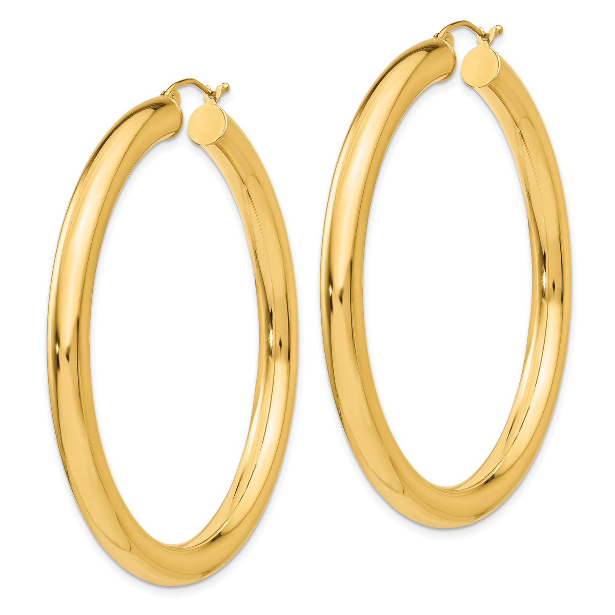 14K Yellow Gold 55mm x 5mm Lightweight Classic Round Hoop Earrings