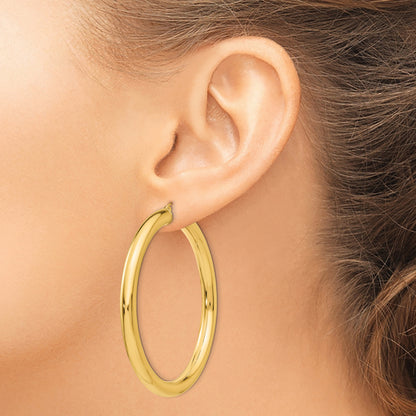 14K Yellow Gold 55mm x 5mm Lightweight Classic Round Hoop Earrings