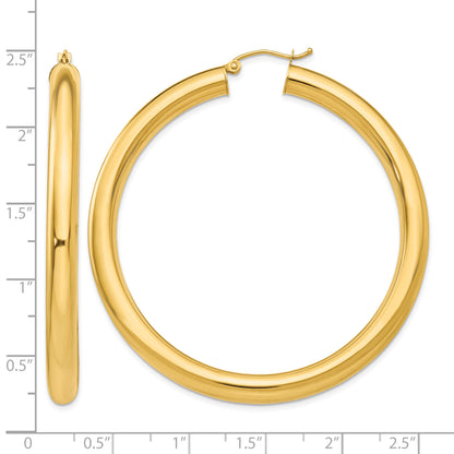 14K Yellow Gold 55mm x 5mm Lightweight Classic Round Hoop Earrings