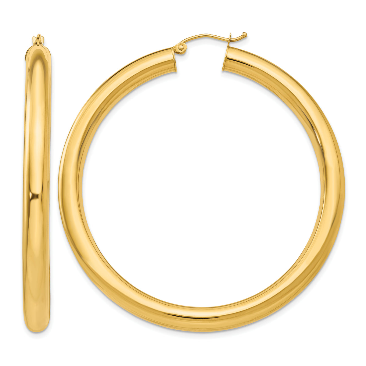 14K Yellow Gold 55mm x 5mm Lightweight Classic Round Hoop Earrings