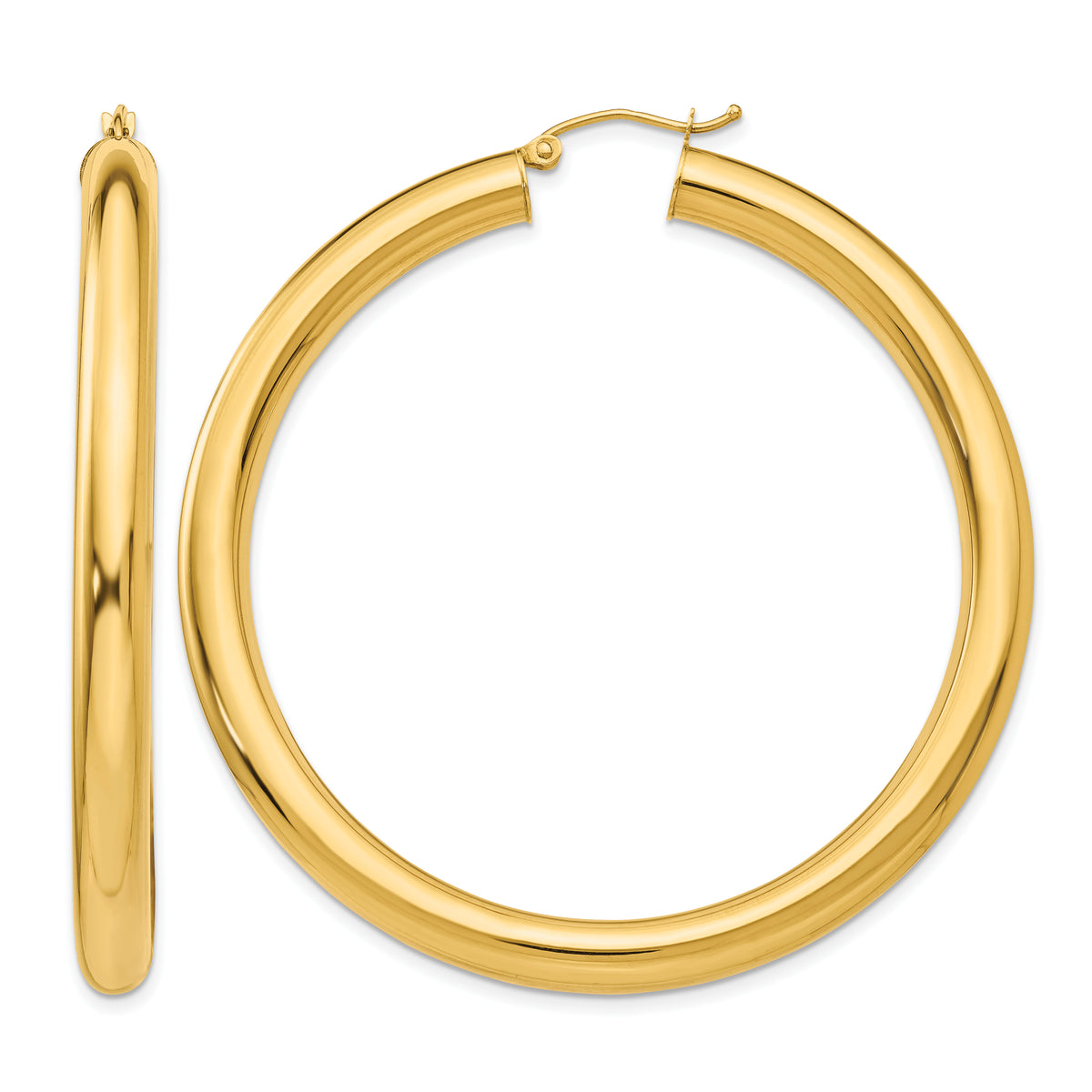 14K Yellow Gold 55mm x 5mm Classic Round Hoop Earrings