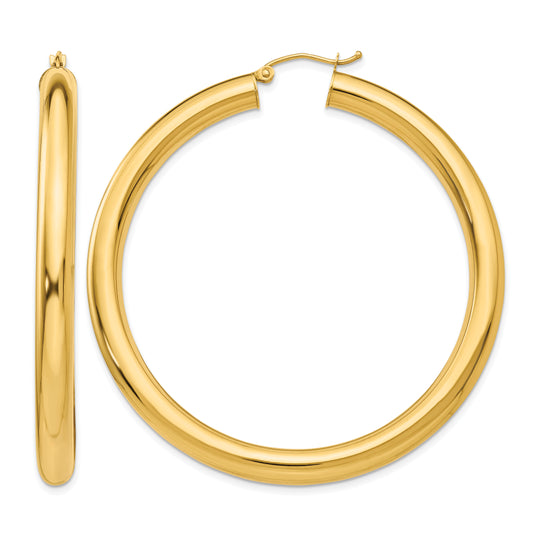 14K Yellow Gold 55mm x 5mm Classic Round Hoop Earrings